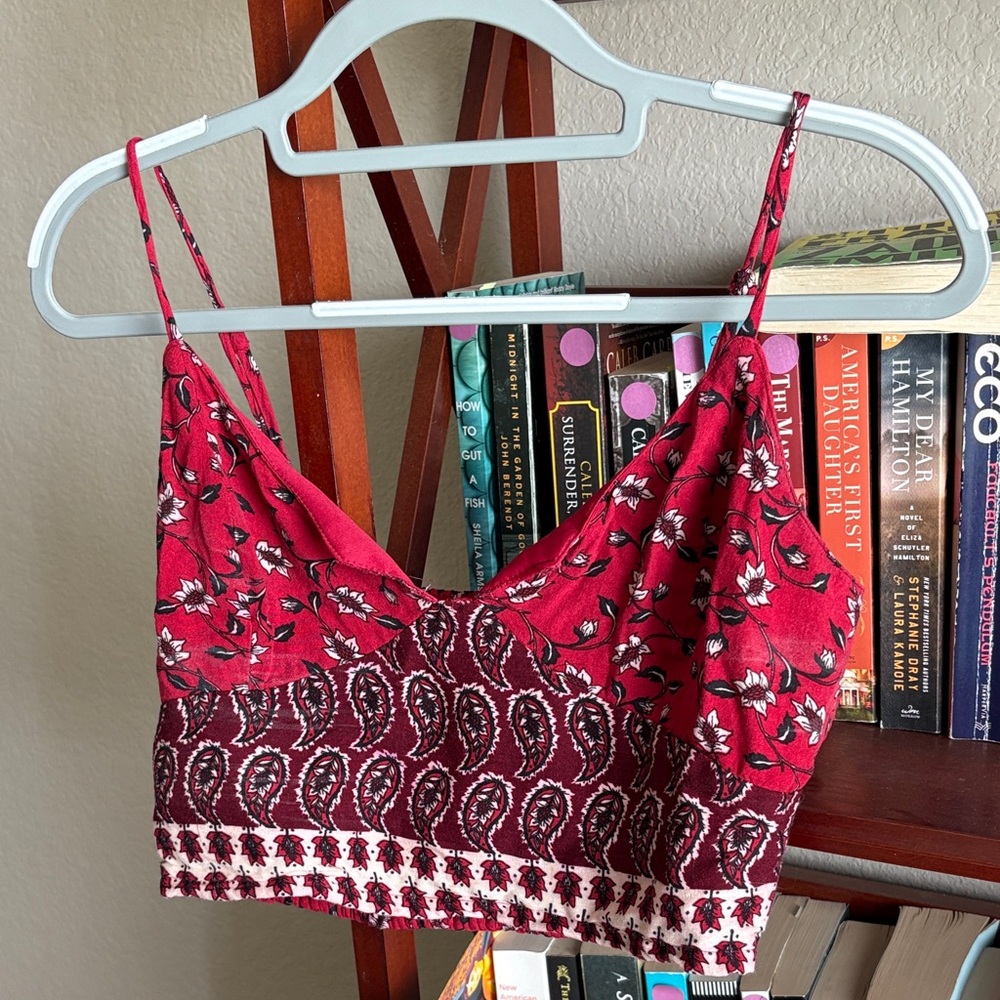 Elegant Floral Red Camisole Top